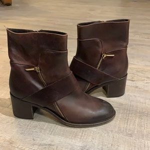 Brown Leather Heeled Ankle Boots